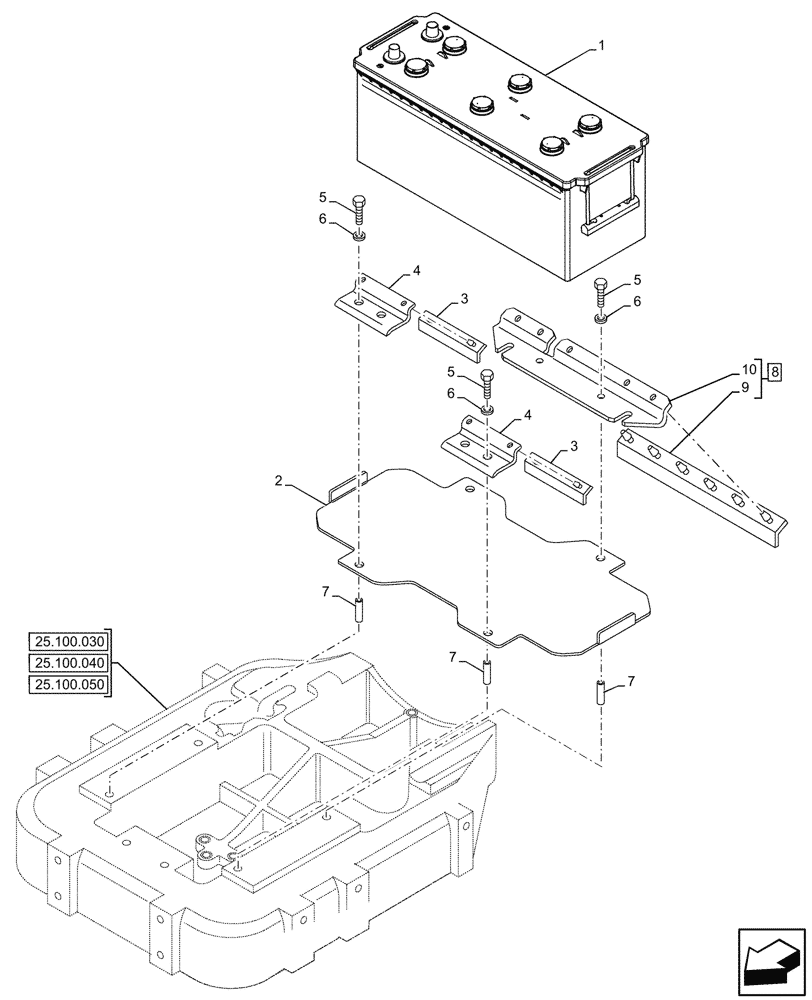 Схема запчастей Case IH JX95HC PLUS - (55.302.020) - VAR - 335887 - BATTERY, 115 AH (55) - ELECTRICAL SYSTEMS