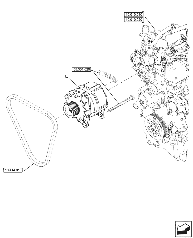 Схема запчастей Case IH JX95HC PLUS - (55.301.010) - STD + VAR - 391102 - ALTERNATOR (55) - ELECTRICAL SYSTEMS