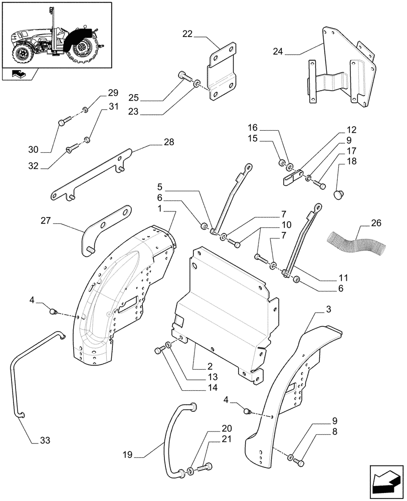 Схема запчастей Case IH FARMALL 75N - (1.92.87[02A]) - MUDGUARDS AND FOOTBOARDS - L/CAB - D7426 (10) - OPERATORS PLATFORM/CAB