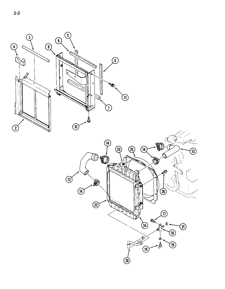 Схема запчастей Case IH 265 - (2-02) - RADIATOR AND ATTACHING PARTS (02) - ENGINE