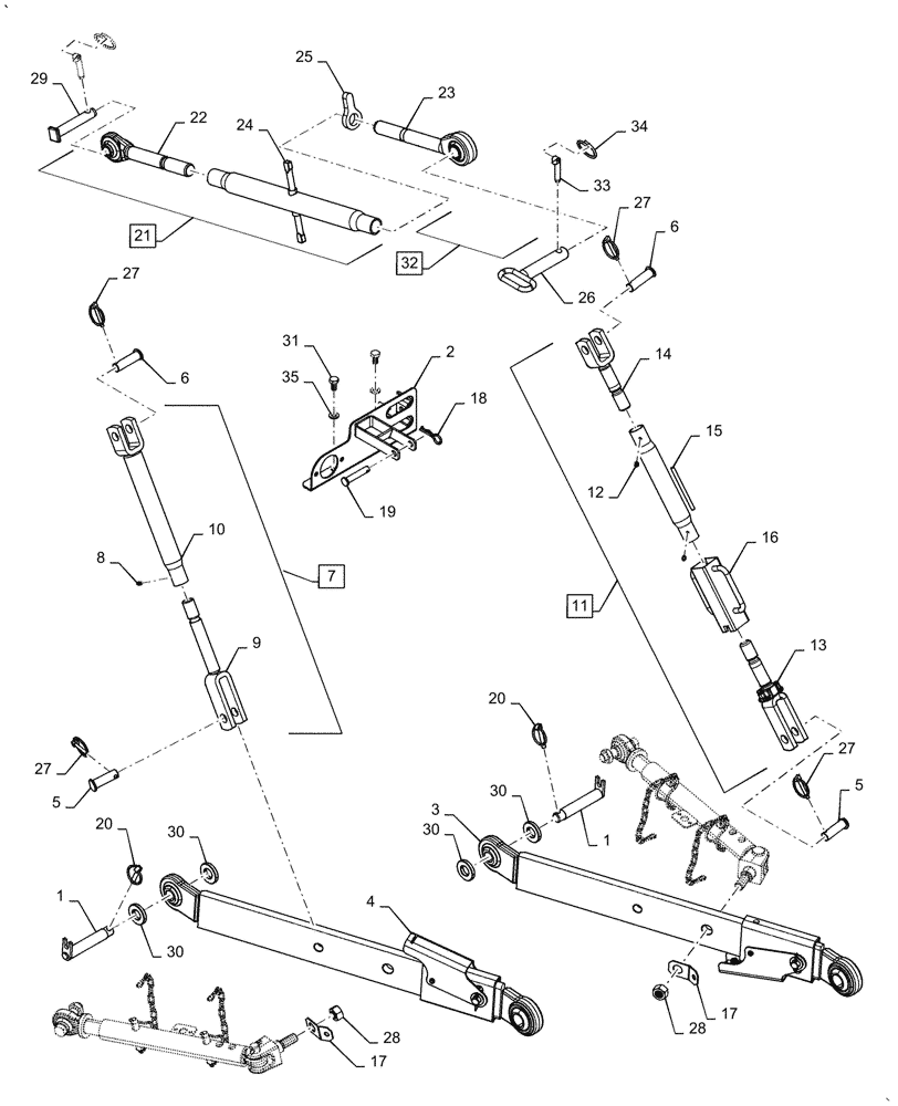 Схема запчастей Case IH FARMALL 60A - (37.120.AX[05]) - THREE POINT HITCH WITH COMBI BALL, UPPER LINK AND LIFT ROD ASSY (37) - HITCHES, DRAWBARS & IMPLEMENT COUPLINGS