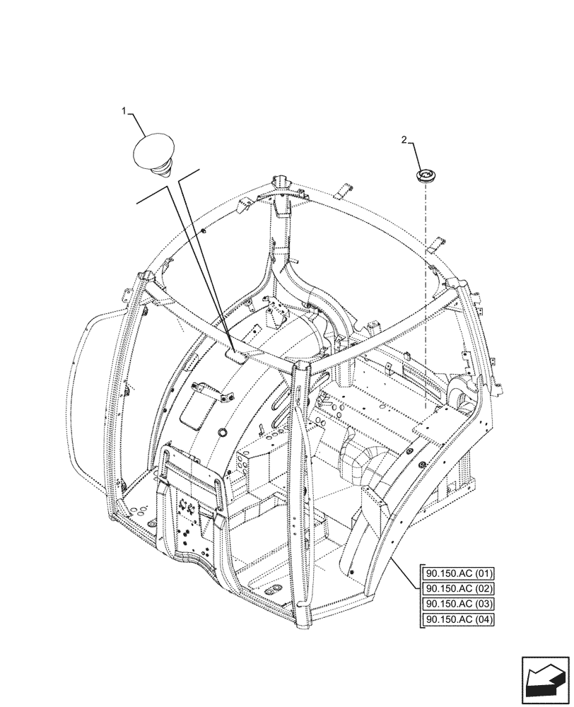 Схема запчастей Case IH PUMA 220 - (90.150.AW) - VAR - 337474 - CAB FLOOR, PLASTIC PLUG (90) - PLATFORM, CAB, BODYWORK AND DECALS