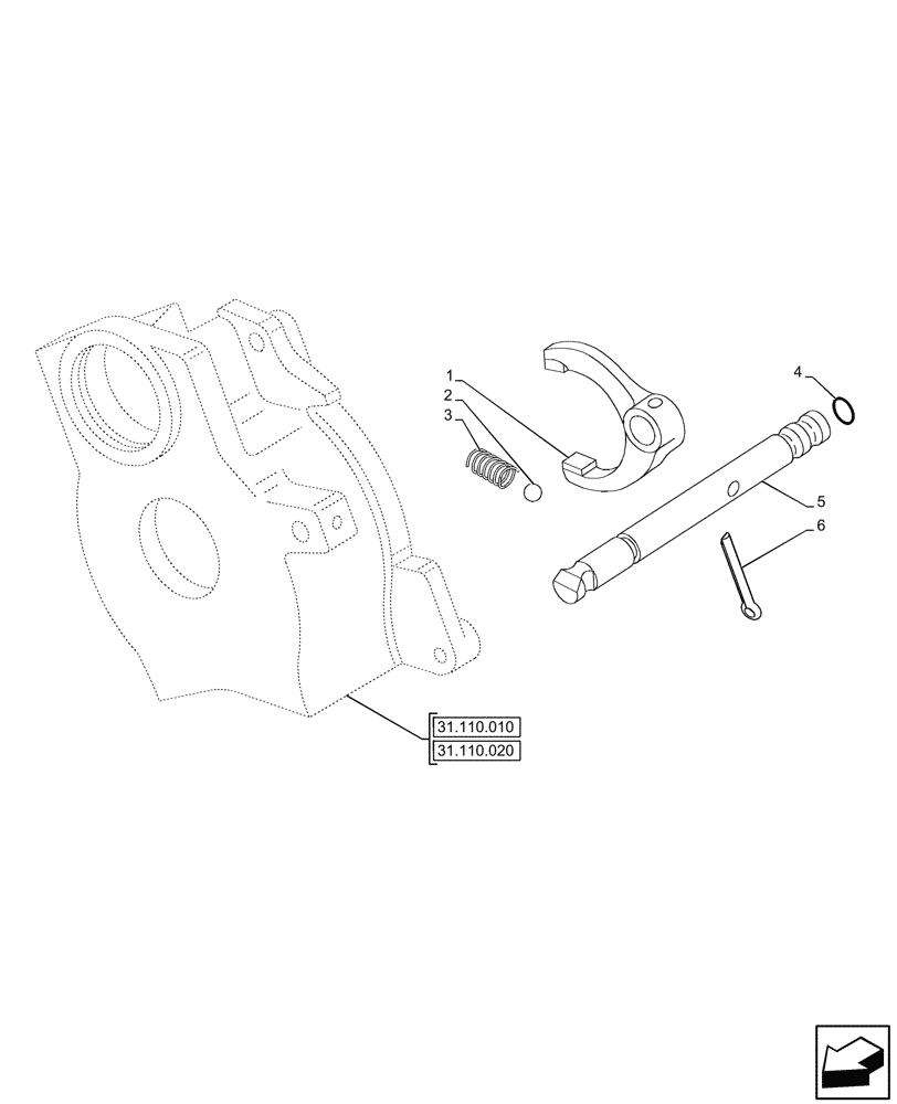 Схема запчастей Case IH JX95HC PLUS - (31.110.030) - STD + VAR - 334394, 335805, 335818 - FORK, ROD (31) - IMPLEMENT POWER TAKE OFF