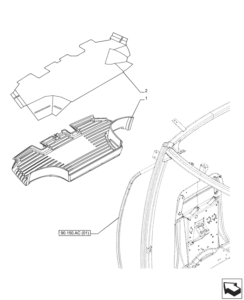 Схема запчастей Case IH PUMA 220 CVT - (90.160.AR[02]) - VAR - 332722, 332723, 337473, 337475, 337476, 392114 - FLOOR MAT, FRONT (90) - PLATFORM, CAB, BODYWORK AND DECALS