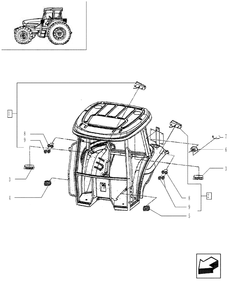 Схема запчастей Case IH JX65 - (1.92.0[24]) - CAB - LIGHTING DEVICES - FRONT AND REAR LIGHTS (10) - OPERATORS PLATFORM/CAB