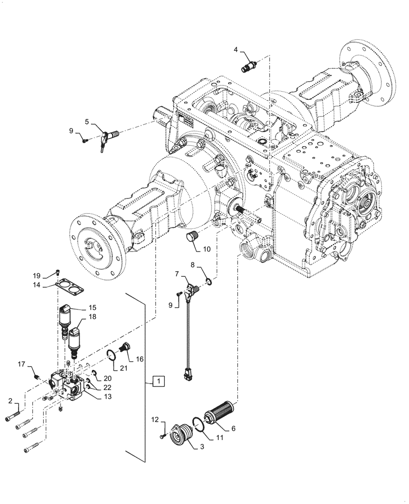 Схема запчастей Case IH FARMALL 45C - (21.504.AK[02]) - REAR HOUSING ASSEMBLY (21) - TRANSMISSION