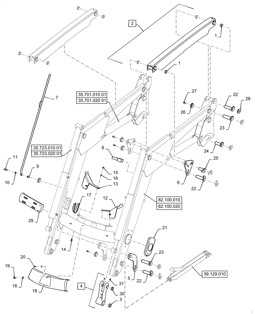Схема запчастей Case IH L735 - (39.101.010) - LOADER ARM FRAME - MSL (39) - FRAMES AND BALLASTING