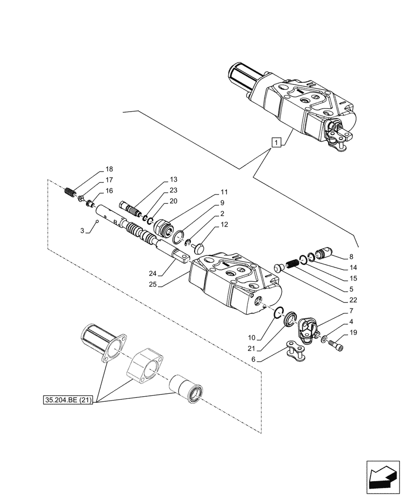 Схема запчастей Case IH FARMALL 115C - (35.204.BE[20]) - VAR - 743569 - REMOTE CONTROL VALVE (2 REMOTES - 4 COUPLERS), HI-LO, DISTRIBUTOR, COMPONENTS (35) - HYDRAULIC SYSTEMS