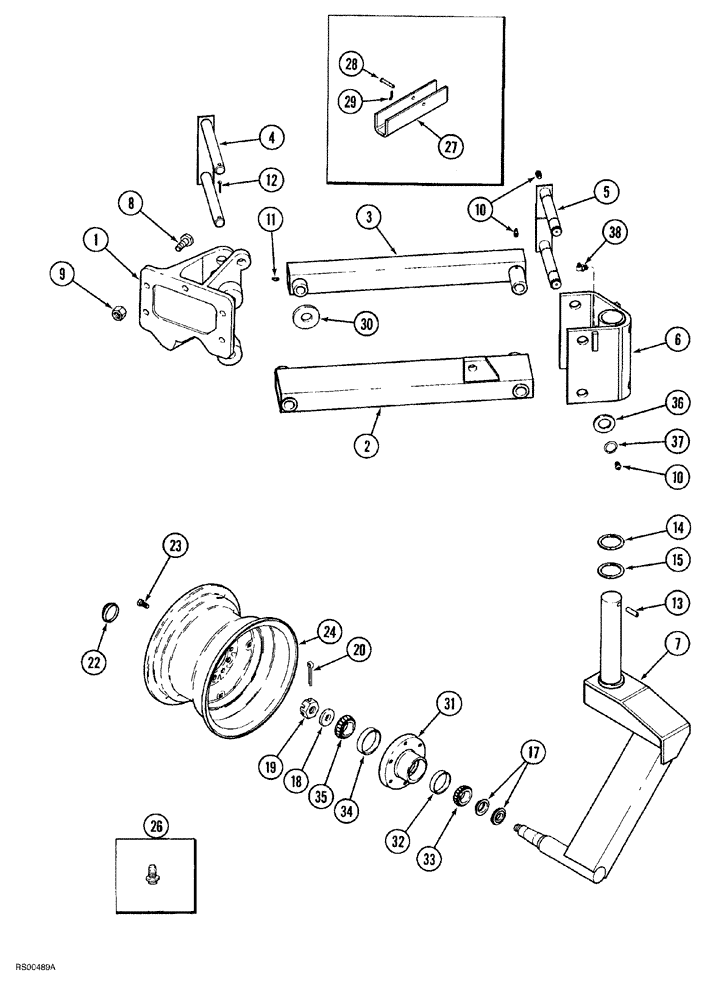 Схема запчастей Case IH 7500 - (09-13) - FRONT FURROW WHEEL, ON THE LAND PLOWS (09) - CHASSIS/ATTACHMENTS