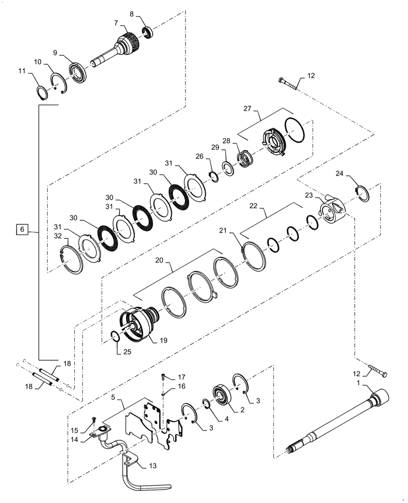 Схема запчастей Case IH FARMALL 55C - (31.110.AO) - SHAFT, REAR AXLE, PTO (31) - IMPLEMENT POWER TAKE OFF