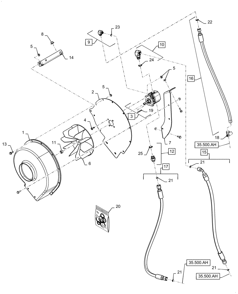 Схема запчастей Case IH 7140 - (10.419.AE) - MOTOR, FAN, SCREEN (10) - ENGINE