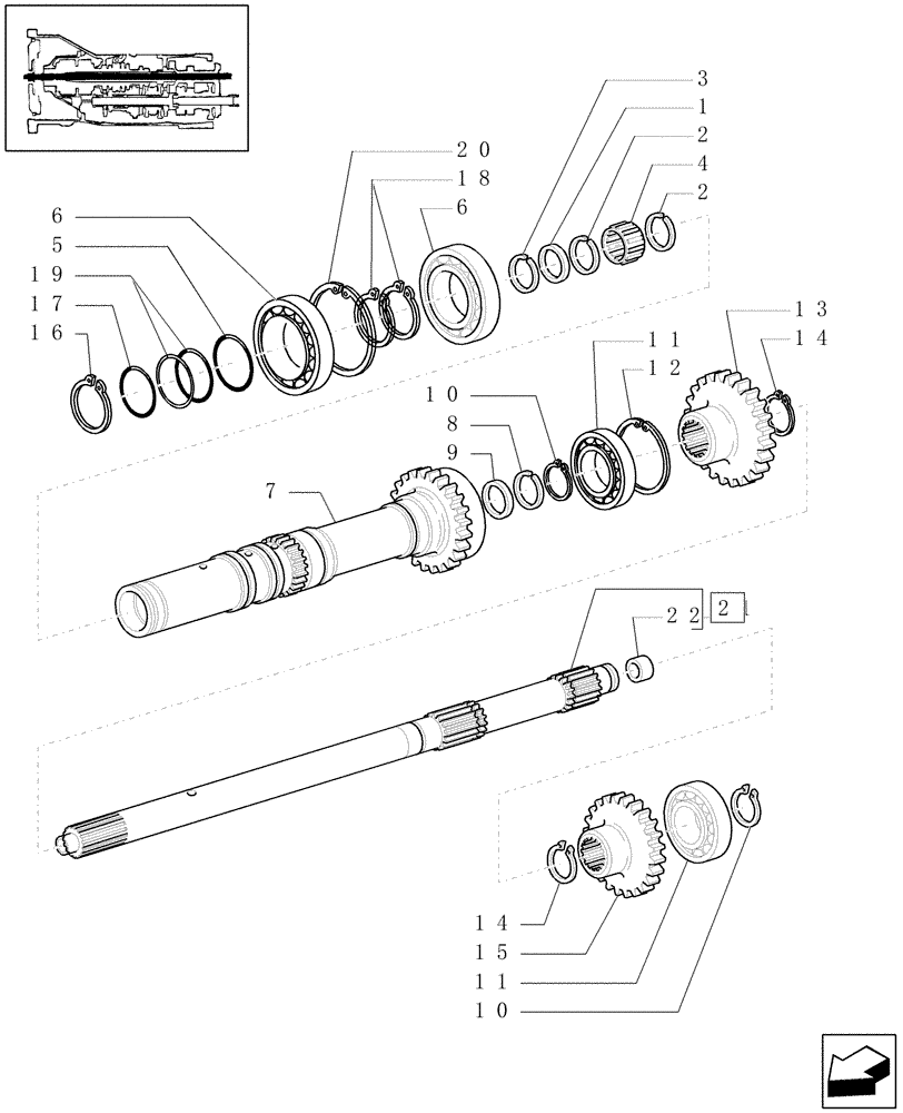 Схема запчастей Case IH JX1090U - (1.27.1/05[01]) - (VAR.275-279) POWER SHUTTLE - HI-LO - 30-40 KMH - HYDRAULIC PTO - DRIVE SHAFTS (03) - TRANSMISSION