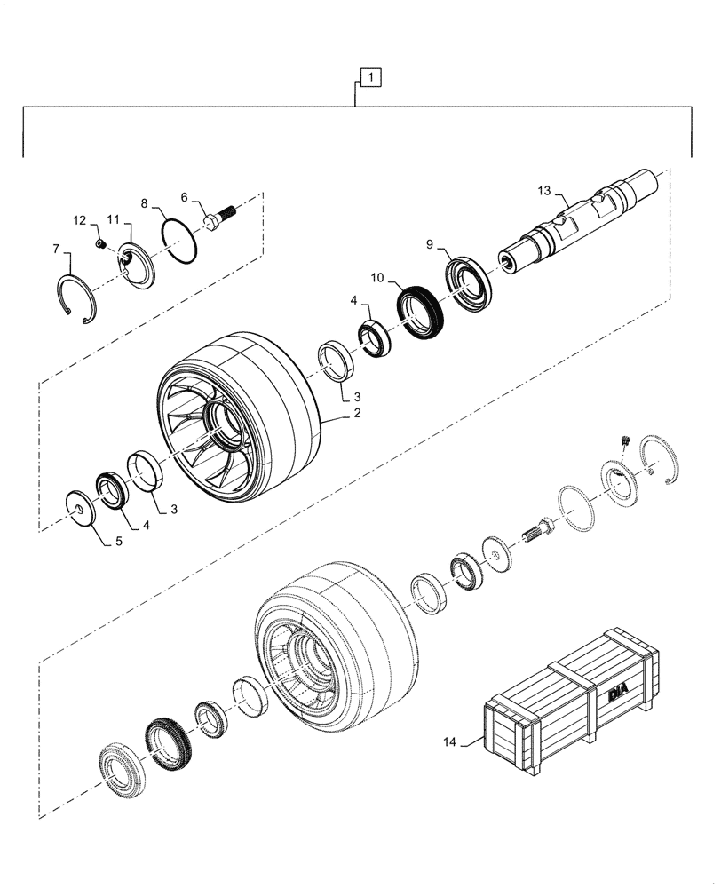 Схема запчастей Case IH MAGNUM 310 - (48.138.AB[14]) - DIA KIT, ROLLER ASSY, WIDE (48) - TRACKS & TRACK SUSPENSION