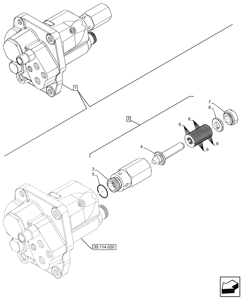 Схема запчастей Case IH JX95HC PLUS - (35.114.040) - STD + VAR - 334957, 390831 - HYDRAULIC LIFT, REAR, CONTROL VALVE, COMPONENTS (35) - HYDRAULIC SYSTEMS