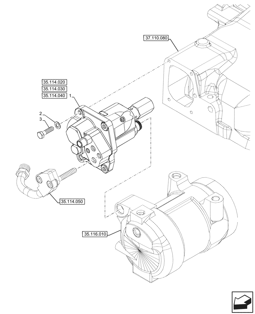 Схема запчастей Case IH JX95HC PLUS - (35.114.010) - STD + VAR - 334957, 390831 - HYDRAULIC LIFT, REAR, CONTROL VALVE (35) - HYDRAULIC SYSTEMS