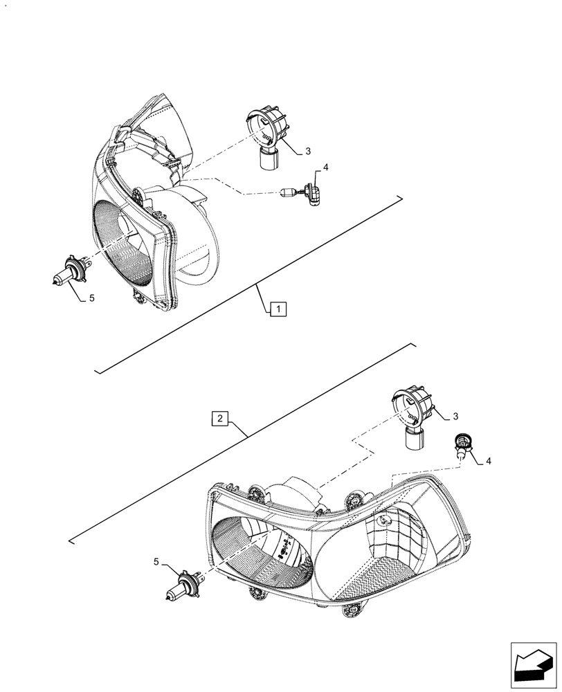 Схема запчастей Case IH FARMALL 140A - (55.404.AQ[02]) - VAR - 330007 - HEADLAMP (55) - ELECTRICAL SYSTEMS