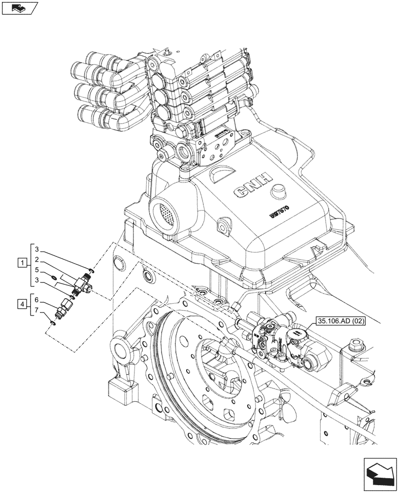 Схема запчастей Case IH MAXXUM 110 - (35.204.BJ) - VAR - 330414, 330427, 330429, 330430, 743689, 743690 - CONTROL VALVE LINES (35) - HYDRAULIC SYSTEMS