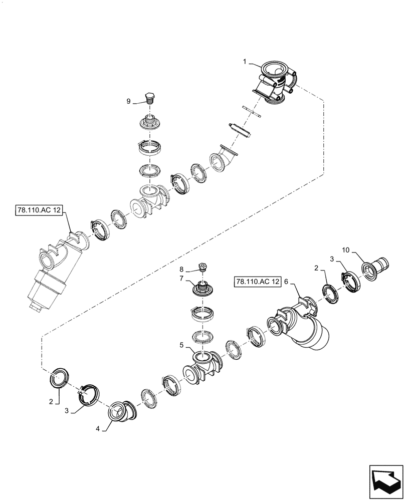 Схема запчастей Case IH PATRIOT 3340 - (78.110.AD[06.1]) - CENTER SECTION MANIFOLD, 7 SEC, 120 BOOM, ASN YGT042518 (78) - SPRAYING