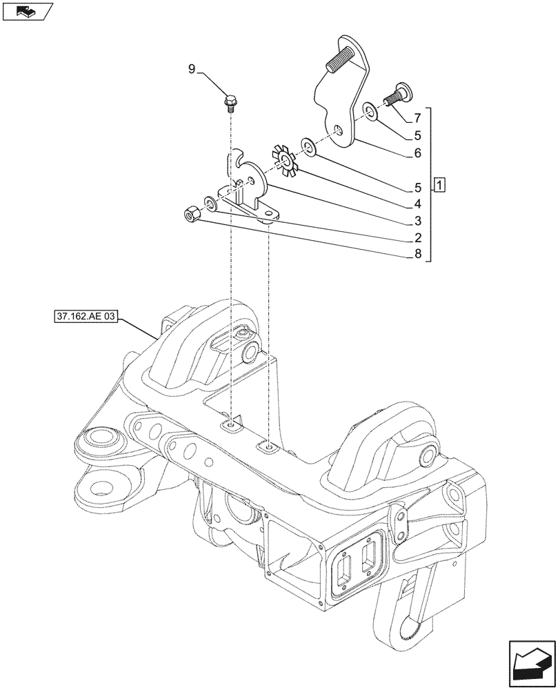 Схема запчастей Case IH FARMALL 105U - (37.162.AE[02A]) - VAR - 332789 - 3 POINT HITCH, FRONT, BRACKET, W/ FRONT PTO - BEGIN YR 24-JUN-2013 (37) - HITCHES, DRAWBARS & IMPLEMENT COUPLINGS