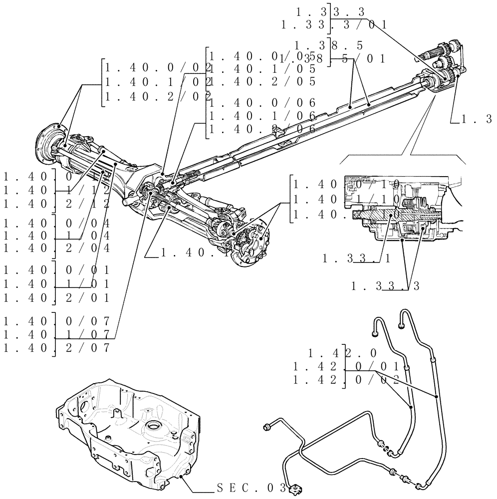 Схема запчастей Case IH MAXXUM 110 - (SEC. 04) - FRONT AXLE & STEERING (00) - GENERAL