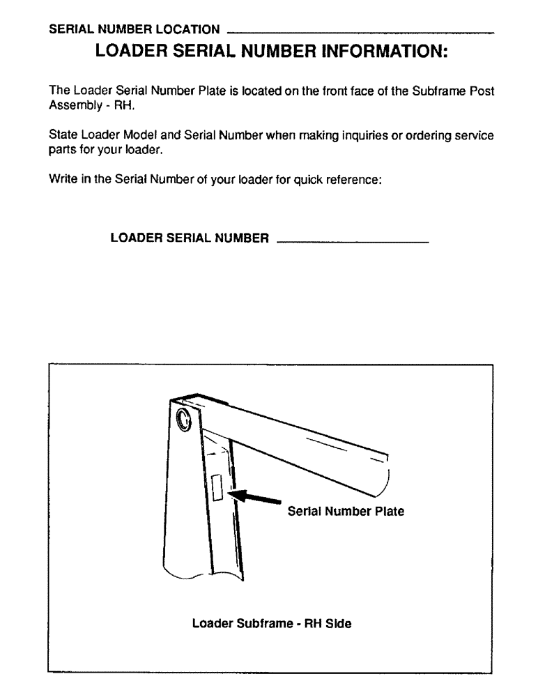 Схема запчастей Case IH L106 - (09) - SERIAL NUMBER LOCATION, LOADER SERIAL NUMBER INFORMATION (00) - PICTORIAL INDEX