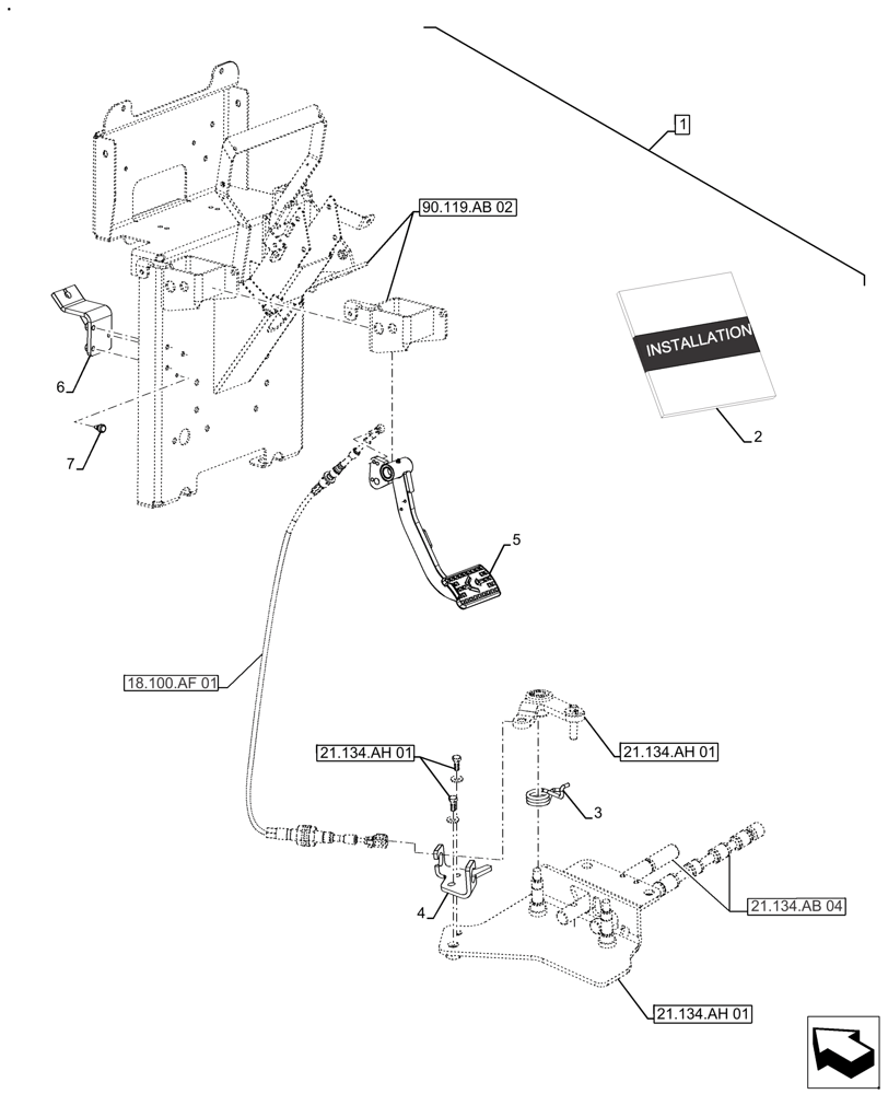 Схема запчастей Case IH FARMALL 140A - (88.100.18[02]) - KIT, CLUTCH PEDAL, ROPS (88) - ACCESSORIES