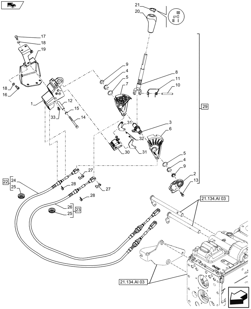 Схема запчастей Case IH FARMALL 105U - (21.134.AI[05A]) - VAR - 332846 - TRANSMISSION (24X24), RANGE GEAR - BEGINE YR 20-JUN-2014 (21) - TRANSMISSION