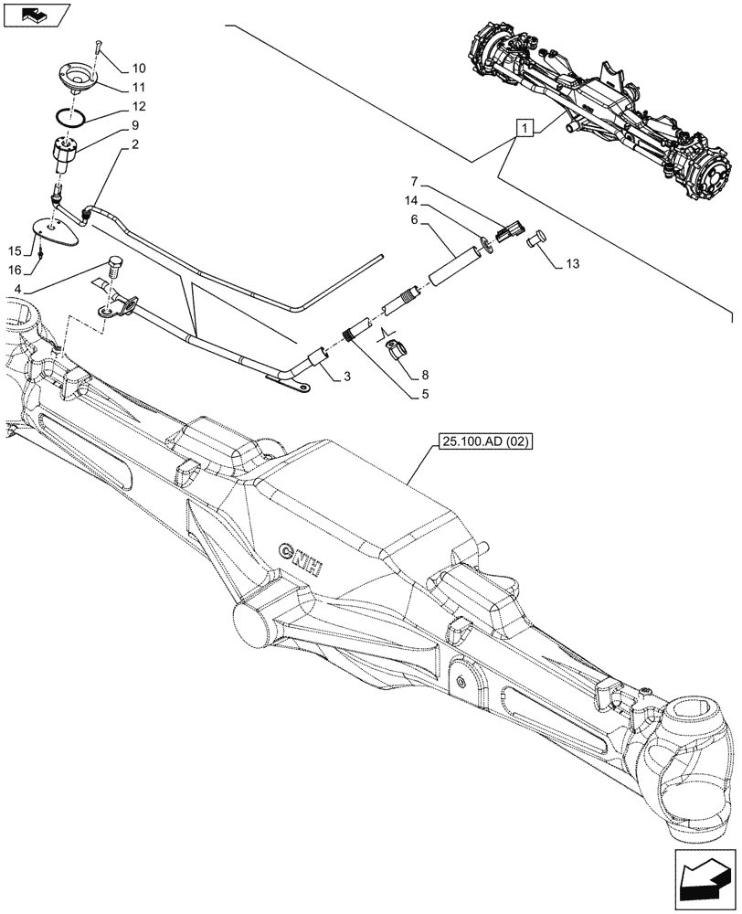 Схема запчастей Case IH MAXXUM 120 - (55.047.AA[02]) - VAR - 330414 - CLASS 3, SUSPENDED FRONT AXLE WITH HYDR. DIFF. LOCK & STRG SENSOR, STEERING, SENSOR (55) - ELECTRICAL SYSTEMS