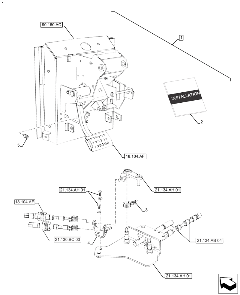 Схема запчастей Case IH FARMALL 110A - (88.100.18[01]) - KIT, CLUTCH PEDAL, CAB (88) - ACCESSORIES