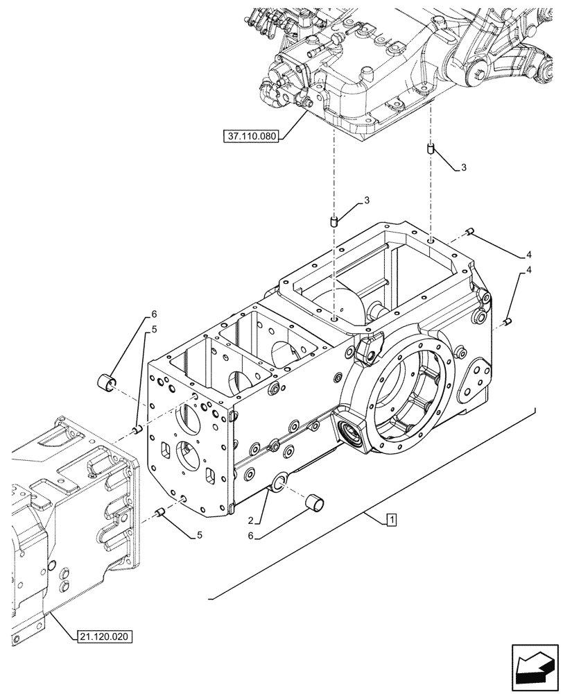 Схема запчастей Case IH JX95HC PLUS - (21.118.020) - VAR - 335113 - TRANSMISSION HOUSING, 20+12 SYNCHRO+CREEPER (21) - TRANSMISSION