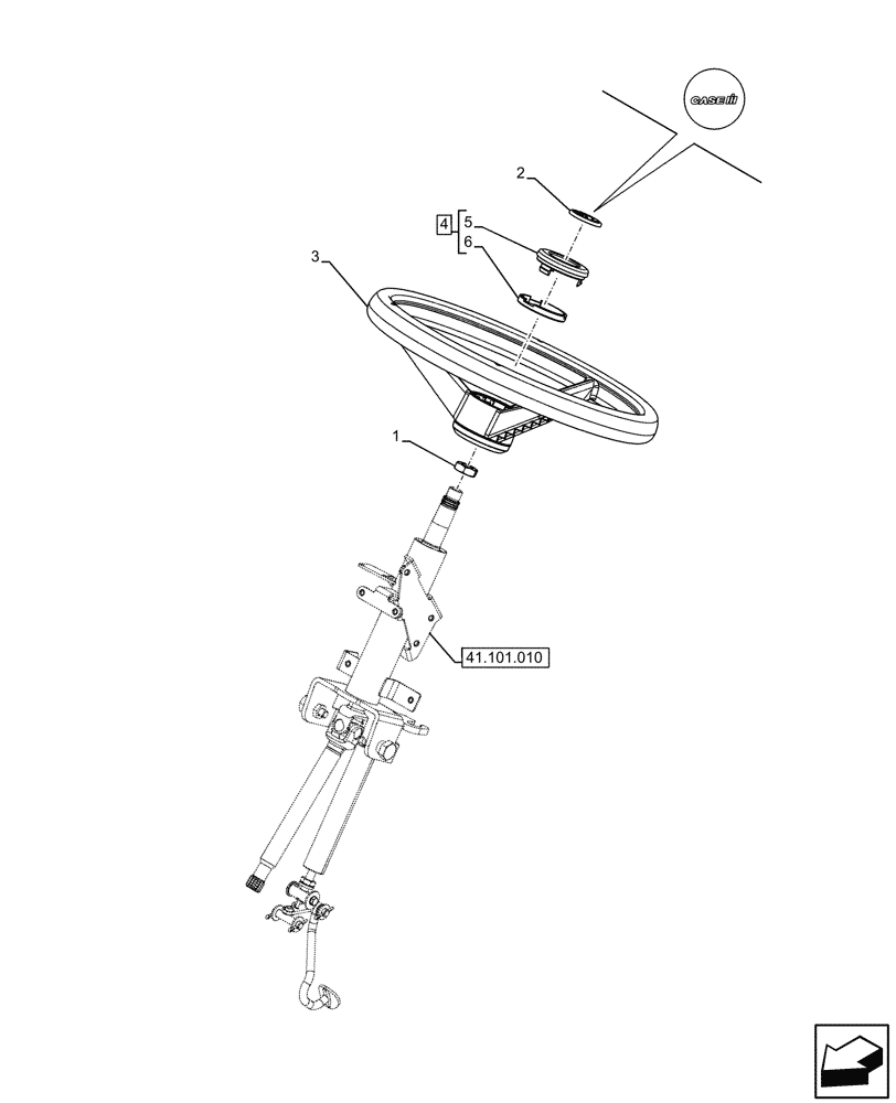Схема запчастей Case IH JX95HC PLUS - (41.101.030) - STD + VAR - 391606 - STEERING WHEEL (41) - STEERING