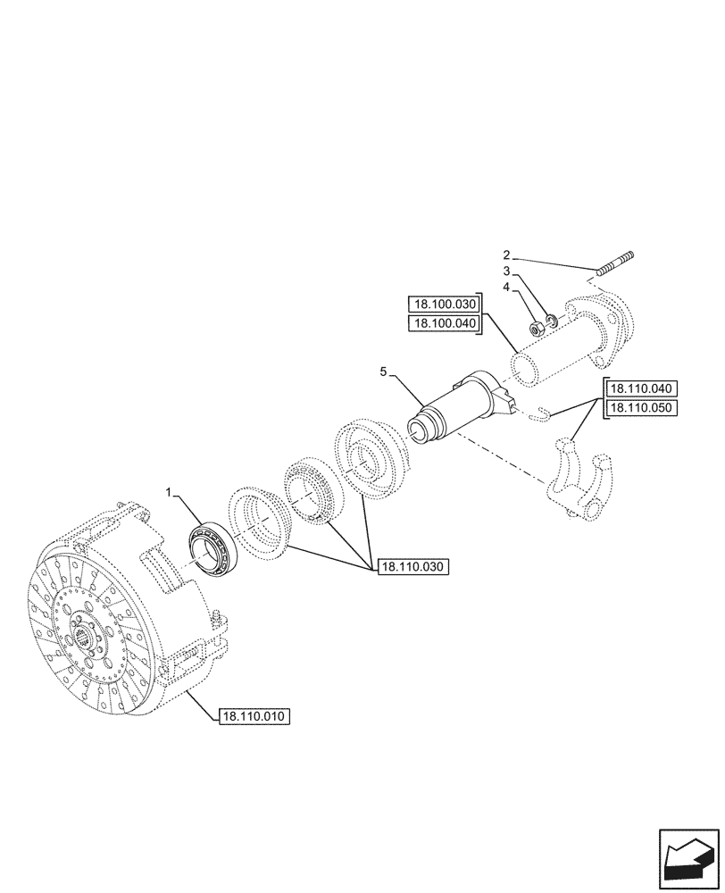 Схема запчастей Case IH JX95HC PLUS - (18.110.020) - STD + VAR - 335113, 390110 - CLUTCH MECHANISM, BEARING CARRIER (18) - CLUTCH