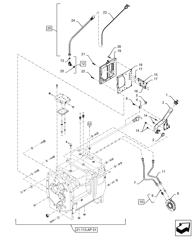 Схема запчастей Case IH MAGNUM 260 - (21.113.AP[02]) - POWERSHIFT - SPEED TRANSMISSION HOUSING (21) - TRANSMISSION