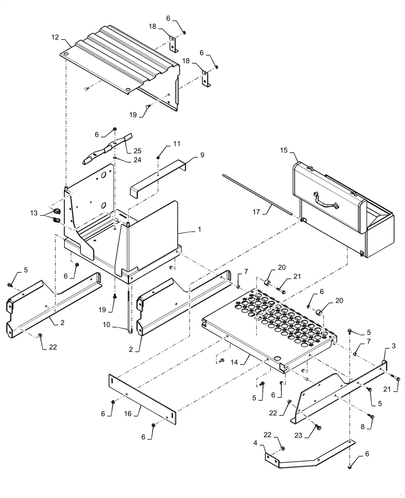 Схема запчастей Case IH 6140 - (55.302.AK) - BATTERY BOX SUPPORT (55) - ELECTRICAL SYSTEMS