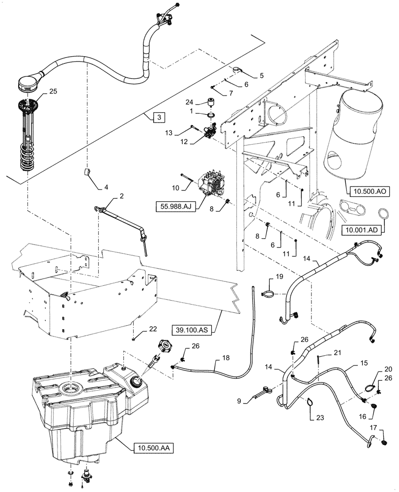 Схема запчастей Case IH WD2504 - (10.500.AD[01]) - DEF/ADBLUE LINES (10) - ENGINE