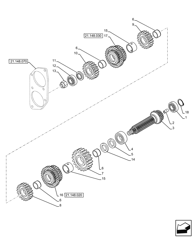 Схема запчастей Case IH JX95HC PLUS - (21.148.080) - VAR - 335113 - TRANSMISSION, SHAFT & GEAR, 20+12 SYNCHRO+CREEPER (21) - TRANSMISSION