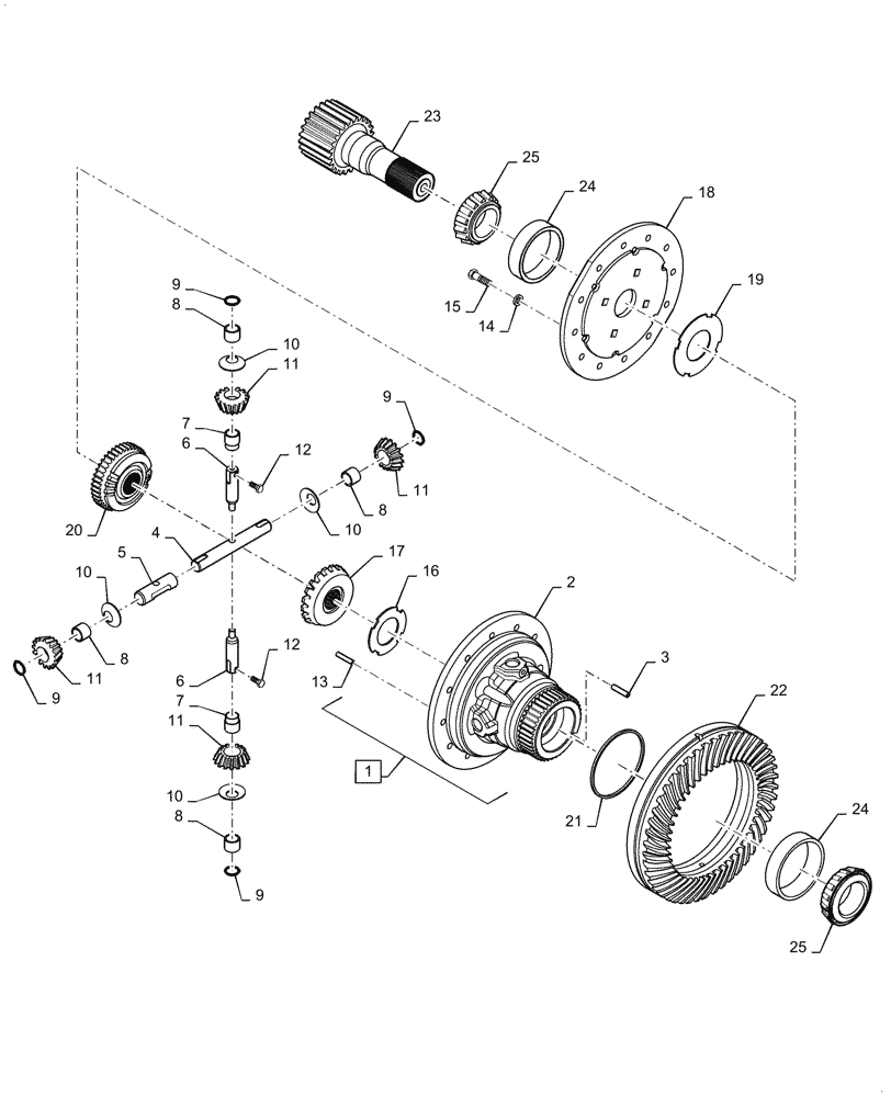 Схема запчастей Case IH STX440 - (06-57) - AXLE ASSY DIFFERENTIAL WITHOUT DIFFERENTIAL LOCKS, STX 375 HEAVY DUTY, STX 440 QUADTRAC TRACTOR (06) - POWER TRAIN