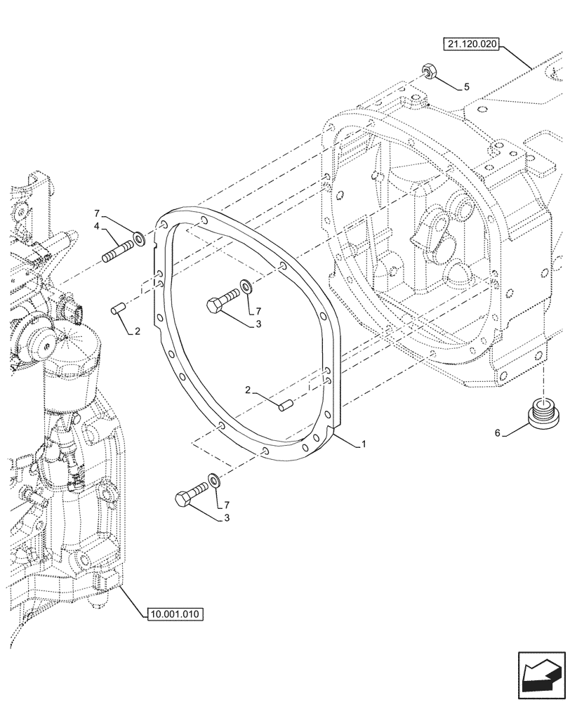 Схема запчастей Case IH JX95HC PLUS - (21.118.030) - VAR - 335113 - TRANSMISSION HOUSING, 20+12 SYNCHRO+CREEPER, SPACER (21) - TRANSMISSION