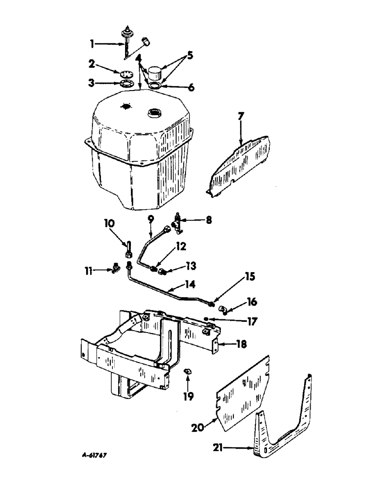 Схема запчастей Case IH 340 - (039) - FUEL SYSTEM, FUEL TANK, SUPPORTS AND PIPING, FARMALL AND INTERNATIONAL 340 DIESEL (02) - FUEL SYSTEM