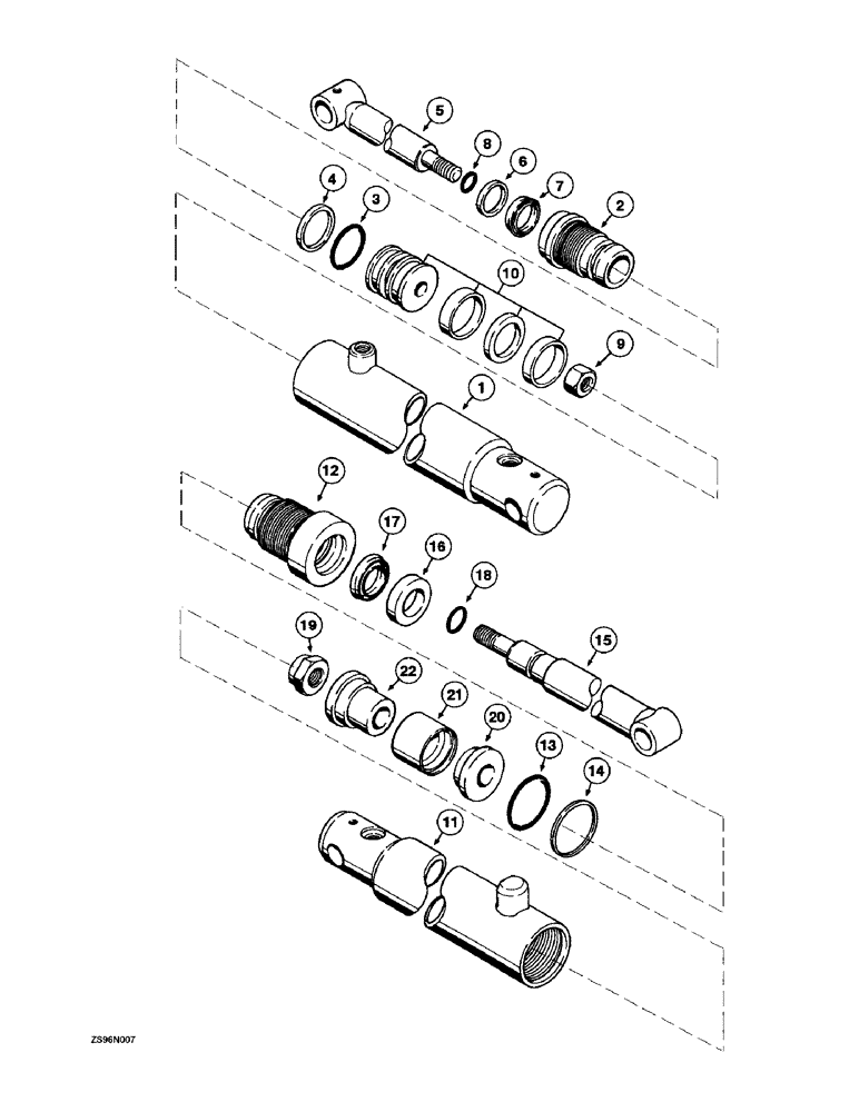 Схема запчастей Case IH 2450 - (4-42) - BUCKET CYLINDER, 2-1/2 INCH BORE X 22-3/8 INCH STROKE 