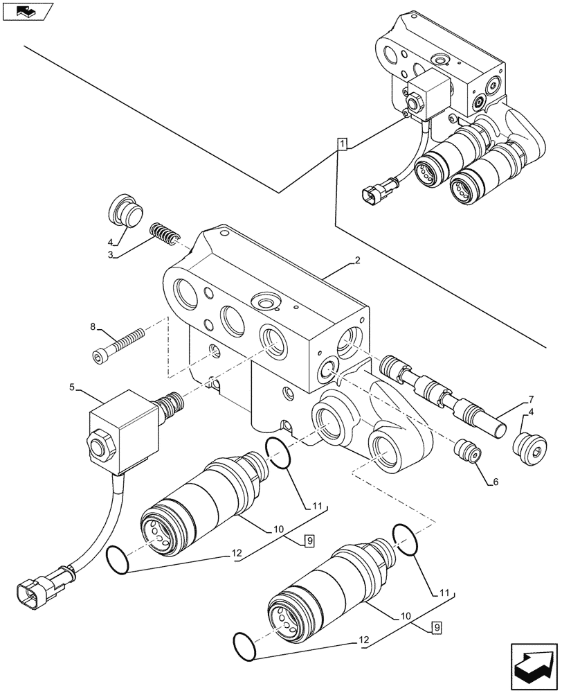 Схема запчастей Case IH FARMALL 115U - (35.124.AA[01A]) - VAR - 332844 - HYDRAULIC MANIFOLD, COMPONENTS - BEGIN YR 05-APR-2013 (35) - HYDRAULIC SYSTEMS