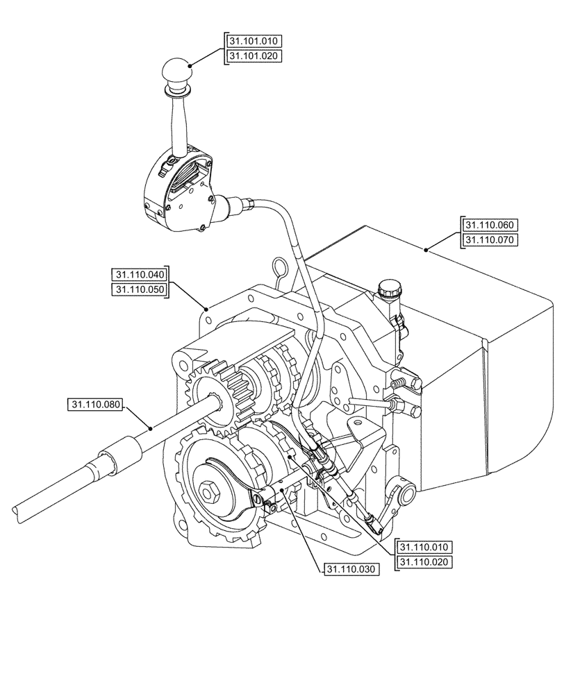 Схема запчастей Case IH JX95HC PLUS - (00.000.31) - PICTORIAL INDEX - IMPLEMENT POWER TAKE-OFF (00) - GENERAL & PICTORIAL INDEX