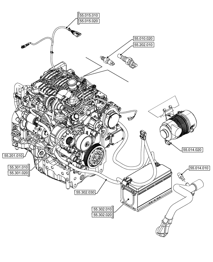 Схема запчастей Case IH JX95HC PLUS - (00.000.55[02]) - PICTORIAL INDEX - ELECTRICAL SYSTEMS (00) - GENERAL & PICTORIAL INDEX