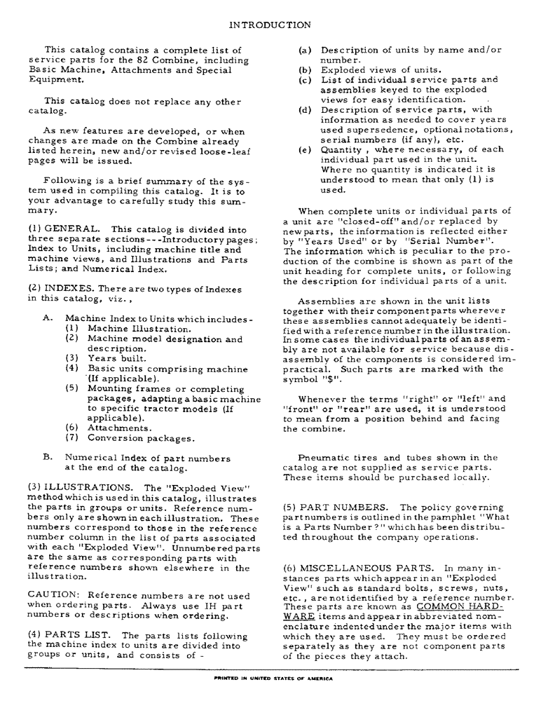 Схема запчастей Case IH 82 - (01) - INTRODUCTION (00) - GENERAL & PICTORIAL INDEX