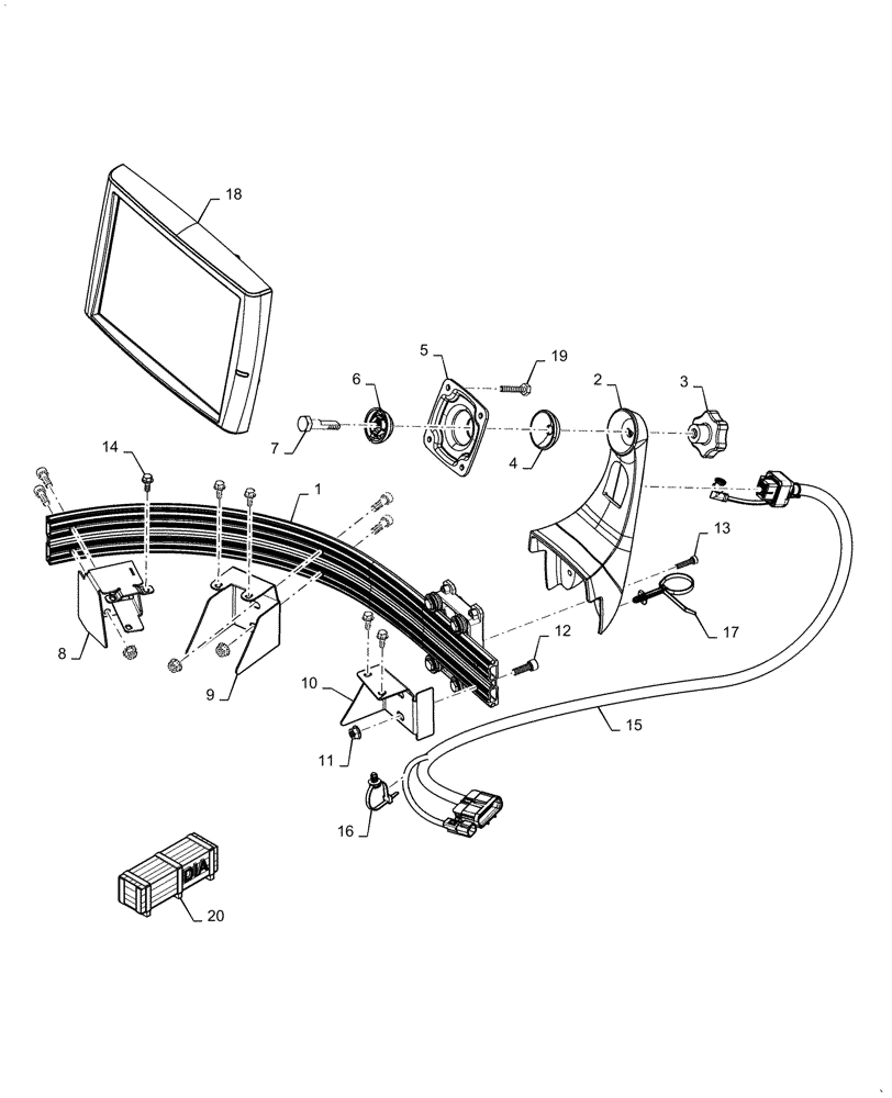 Схема запчастей Case IH 5140 - (55.520.AX[01]) - VAR - 722988 - MONITOR, MOUNTING PARTS (55) - ELECTRICAL SYSTEMS