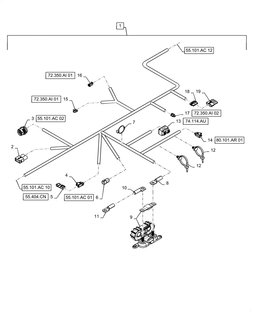 Схема запчастей Case IH 6140 - (55.101.AC[11]) - WIRE HARNESS, LEFT MAIN, CONTINUED (55) - ELECTRICAL SYSTEMS