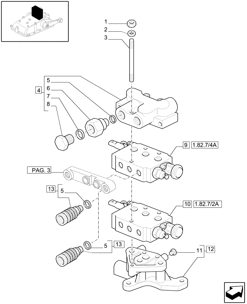 Схема запчастей Case IH JX1060C - (1.82.7/04[02]) - (VAR.027) 2 REMOTE VALVES FOR MID-MOUNT AND MDC - REMOTE VALVES - RINGS - C5484 (07) - HYDRAULIC SYSTEM