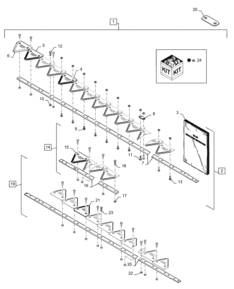 Схема запчастей Case IH 3162 - (58.110.00[02]) - LH, SEGMENTED KNIFE ASSY, 30, 35, 40, 45FT, COARSE (58) - ATTACHMENTS/HEADERS