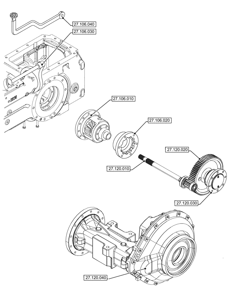 Схема запчастей Case IH JX95HC PLUS - (00.000.27) - PICTORIAL INDEX - REAR AXLE SYSTEM (00) - GENERAL & PICTORIAL INDEX