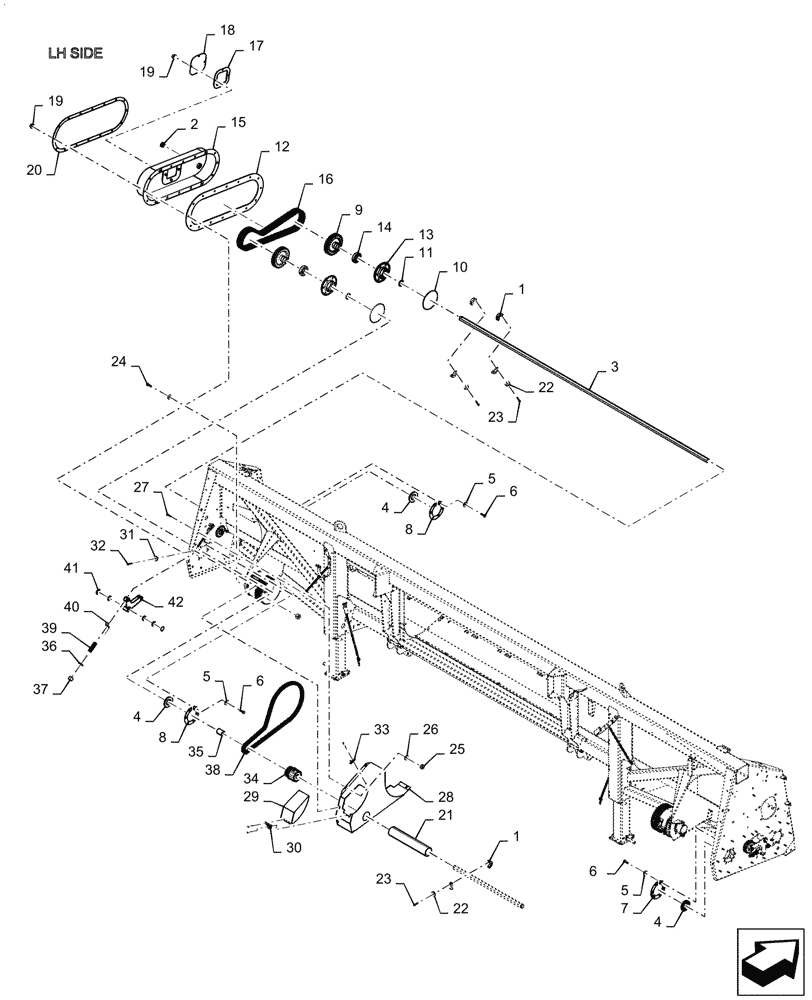 Схема запчастей Case IH 4408-30 - (58.100.AH[01]) - DRIVE, HEADER, ASSY, ASN YGH632233 (58) - ATTACHMENTS/HEADERS